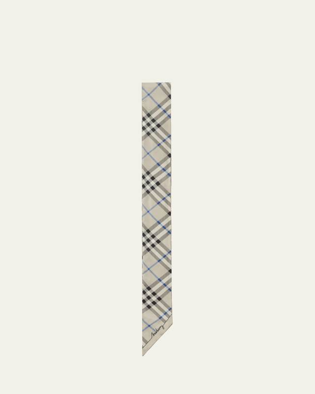 Check-Print Skinny Scarf